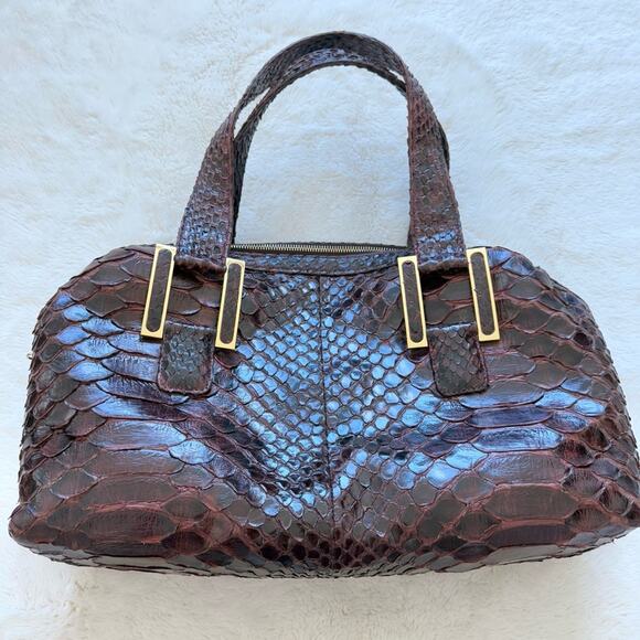 NEW!!! KARA ROSS python skin satchel bag large Retail 2950$ - Picture 6 of 13